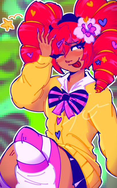 Gyaru!Teto A Kasane Teto fanart based on the Gyaru iteration of her in Furu-ri's Magical☆Miracle☆Meta Gyaru Fourze!!!.